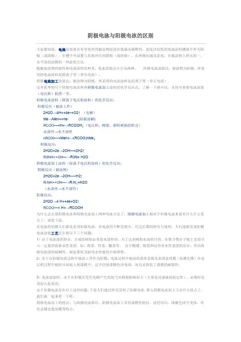 阴极电泳与阳极电泳的区别