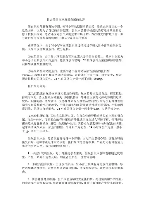 什么是蛋白尿及蛋白尿的危害