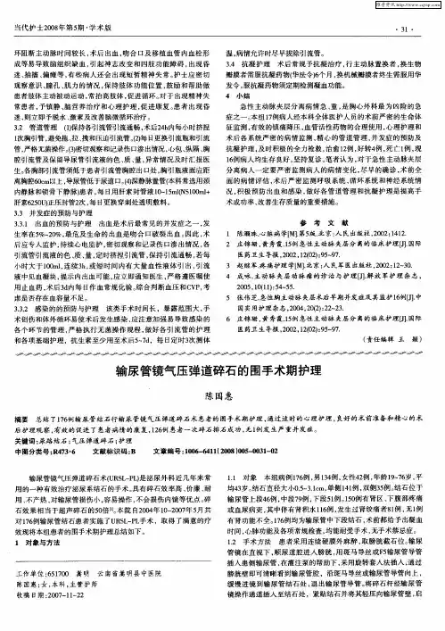 输尿管镜气压弹道碎石的围手术期护理