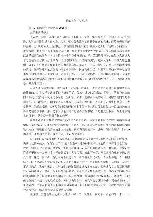 我的大学生活总结
