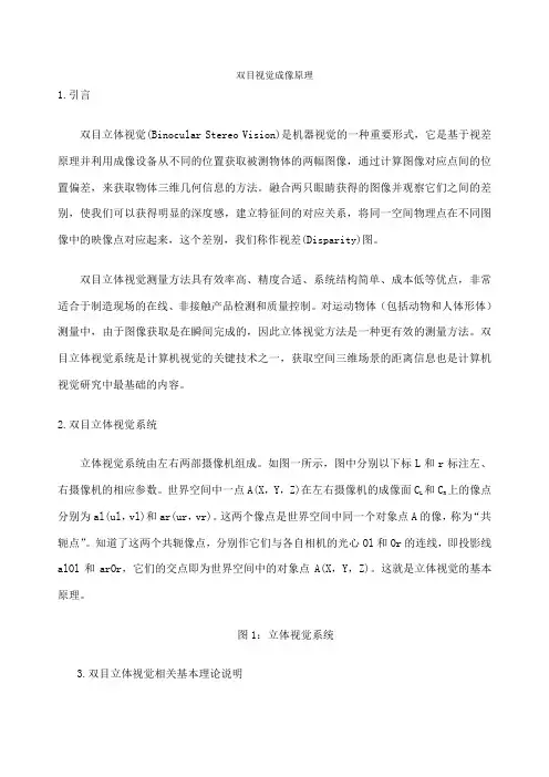 双目视觉成像原理