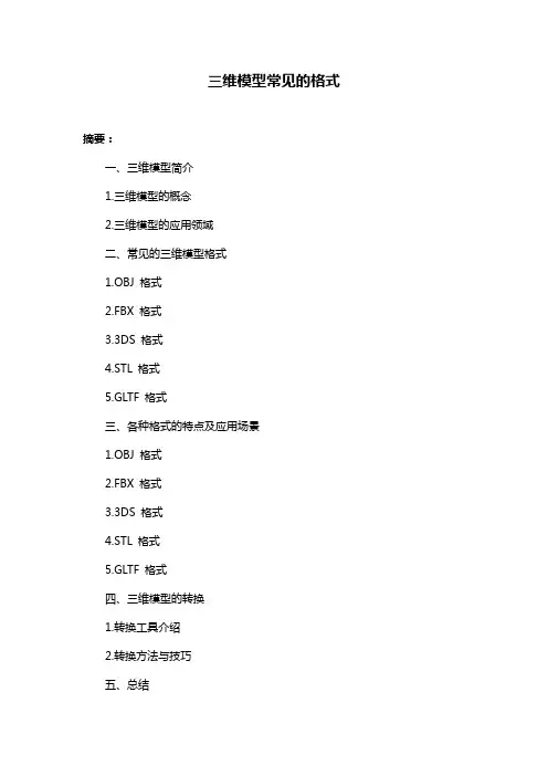 三维模型常见的格式
