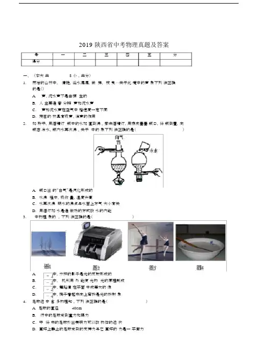 2019年陕西中考理化试题附详细解析答案.doc