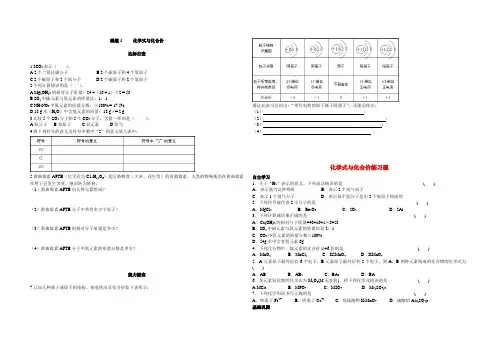 初三化学化学式与化合价练习题 2