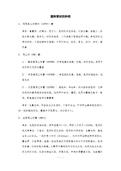 塑料管材的种类