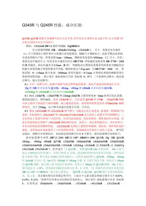 Q345R与Q245R的比较