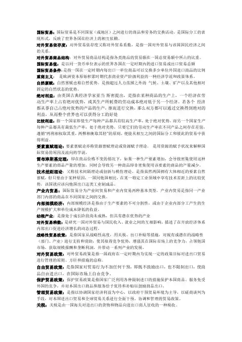 国际贸易名词解释