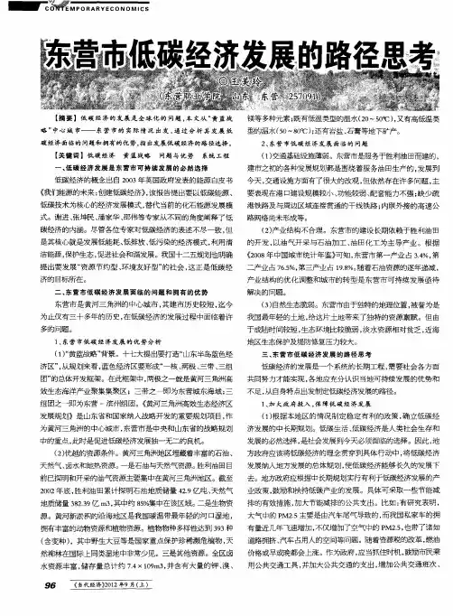 东营市低碳经济发展的路径思考