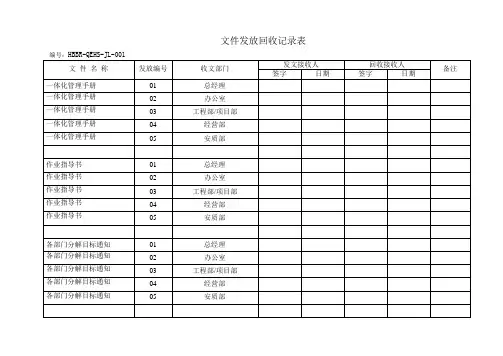 文件发放回收记录表 3