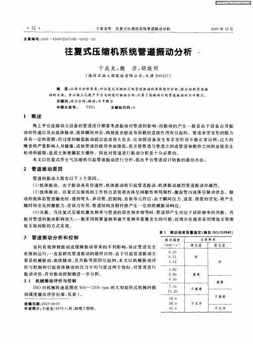 往复式压缩机系统管道振动分析