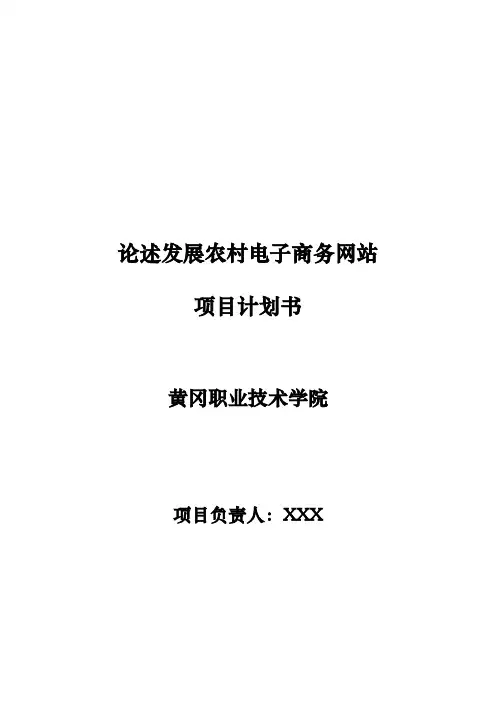 农村电子商务网站项目计划书