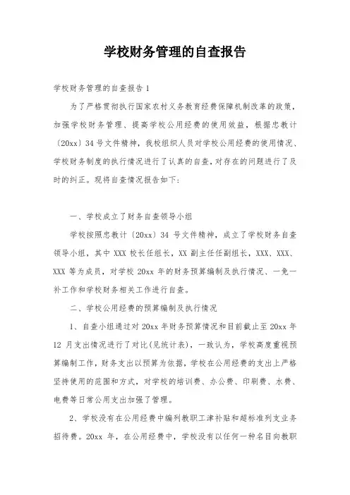 学校财务管理的自查报告