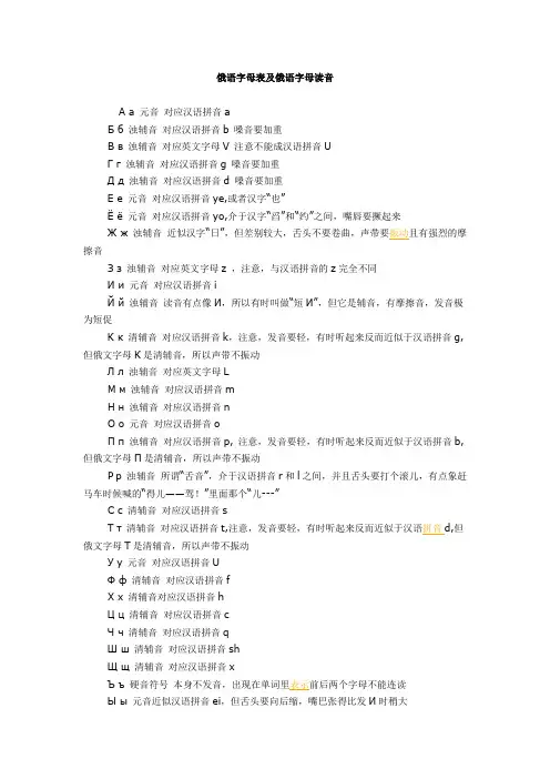 俄语字母表及俄语字母读音