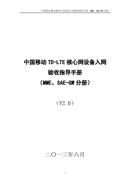 中国移动TDLTE核心网设备入网验收指导手册MME、SAEGW分册v3.0
