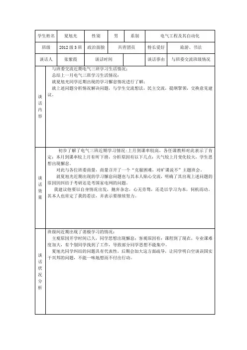 学生谈话记录表