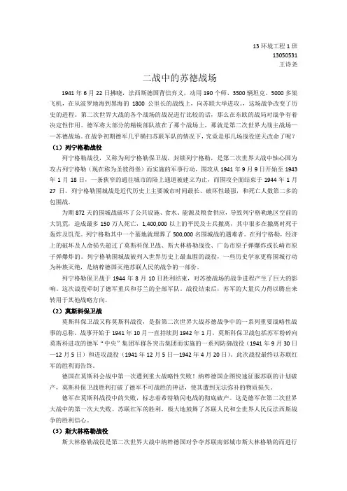 二战中的苏德战场