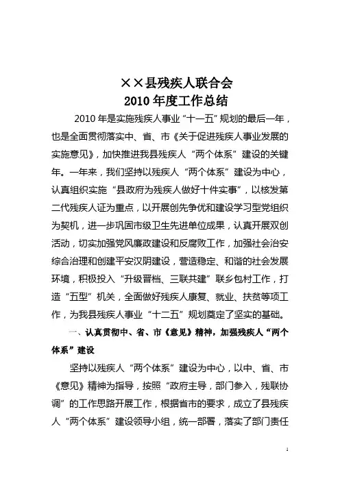 县残联工作总结