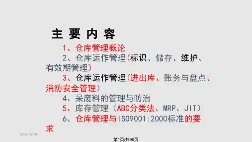 物流管理系列课程之一仓库管理员培训 PPT课件