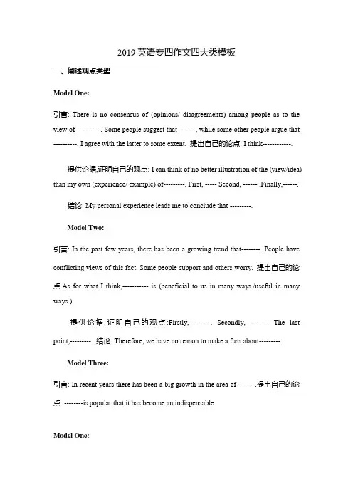 英语专四作文四大类模板