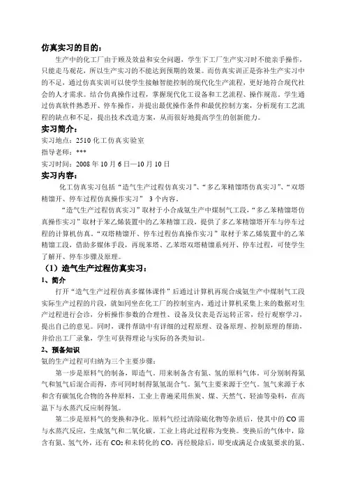 仿真实习报告
