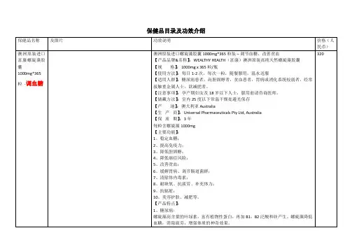 保健品目录及价格