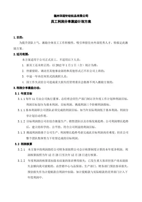 利润共享分配方案