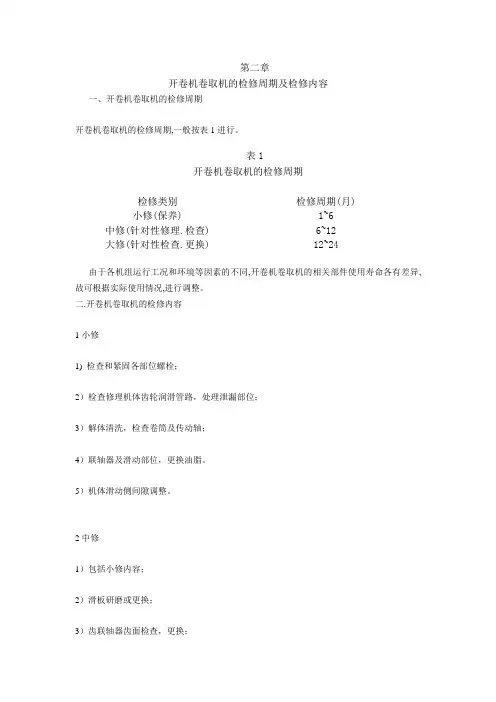 开卷机维修标准