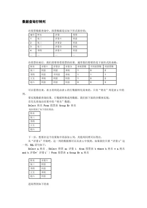 数据查询行转列