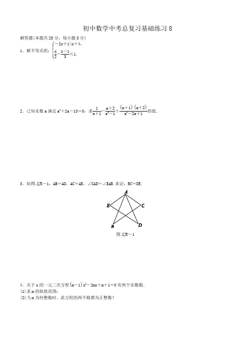 初中数学中考总复习基础练习8