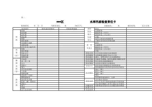 水库汛前检查责任卡
