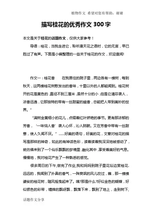 描写桂花的优秀作文300字