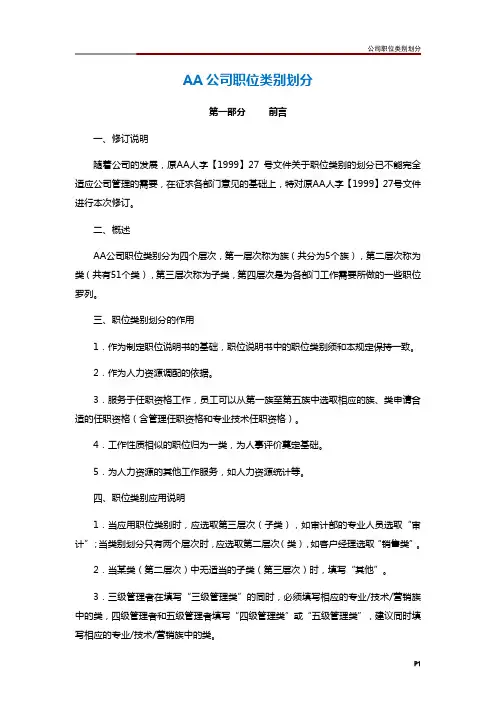公司职位类别划分