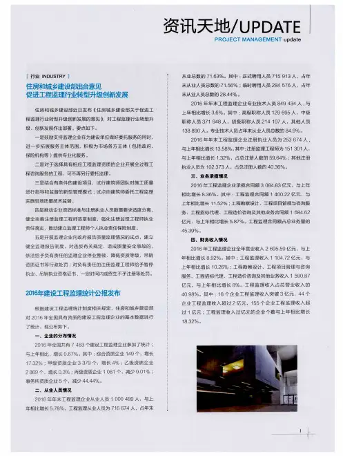 2016年建设工程监理统计公报发布
