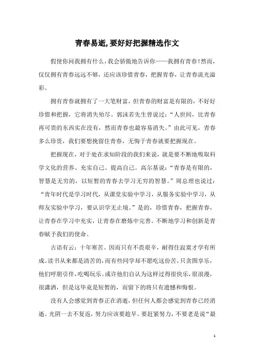 青春易逝,要好好把握精选作文