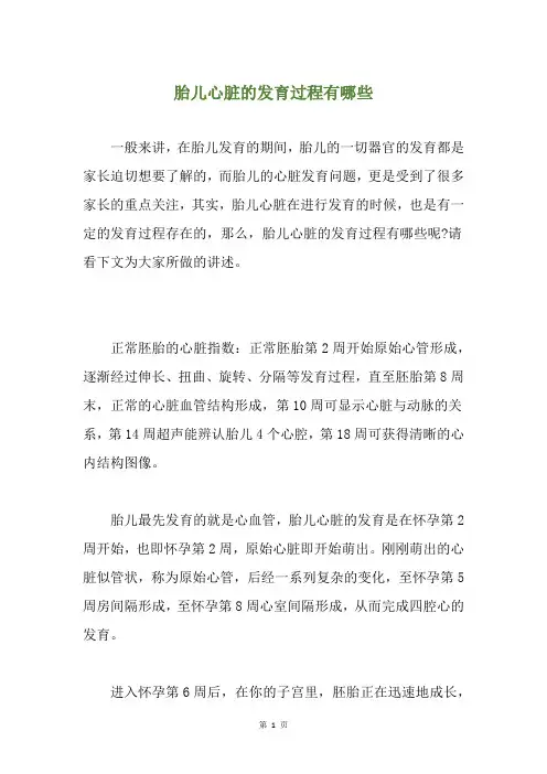 胎儿心脏的发育过程有哪些