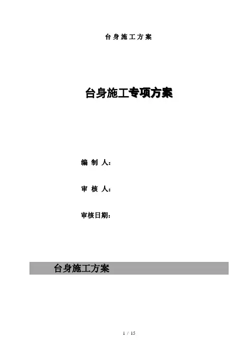 最新台身施工方案