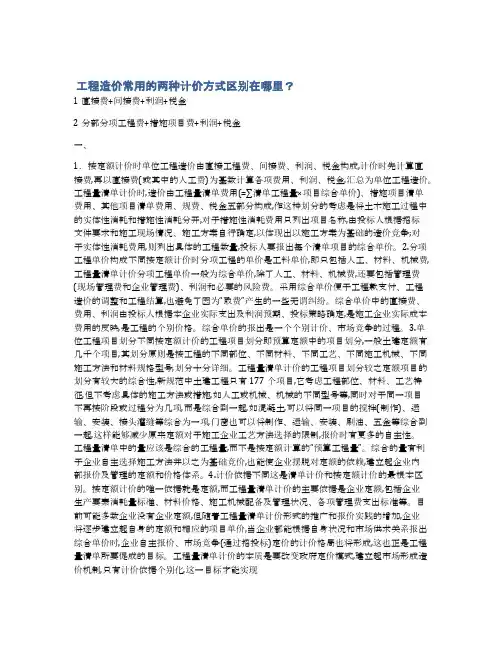  工程造价常用的两种计价方式区别在哪里？