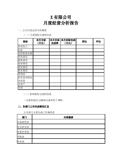 月度经营分析报告