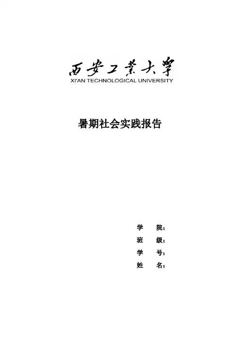 暑期社会实践报告(个人)格式模板