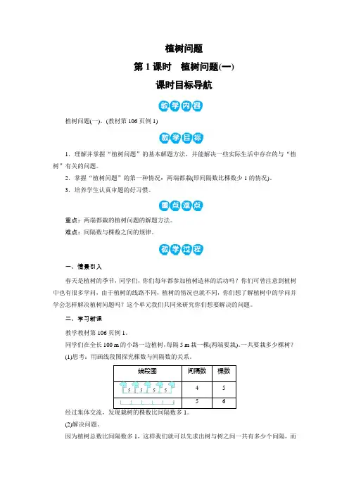 部编版五年级上册数学 第7单元 数学广角——植树问题：植树问题(3课时)