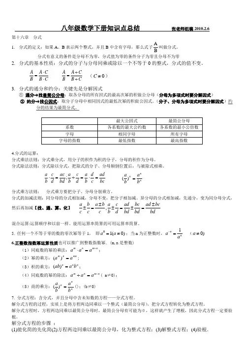 新人教版八年级数学下册知识点总结