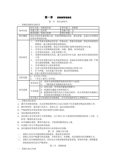 采购部管理规范