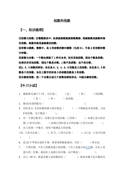 因数与倍数综合复习