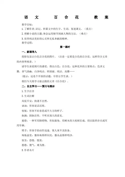 语文百合花 教案
