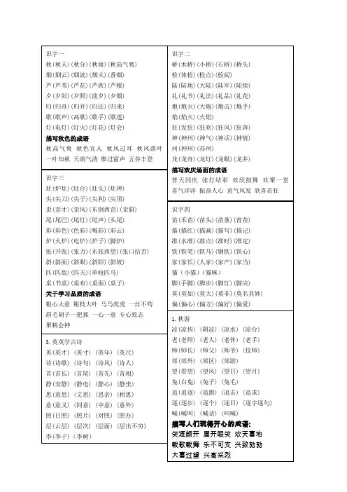 苏教版二上生字扩词