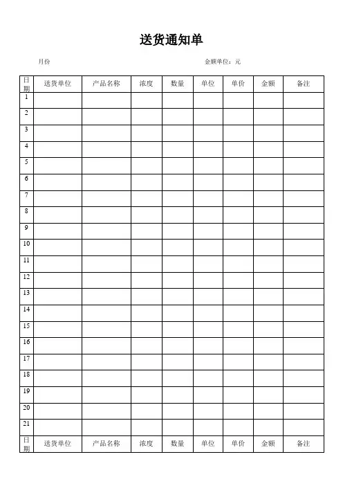 模板。送货通知单