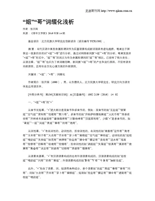 “姐”“哥”词缀化浅析