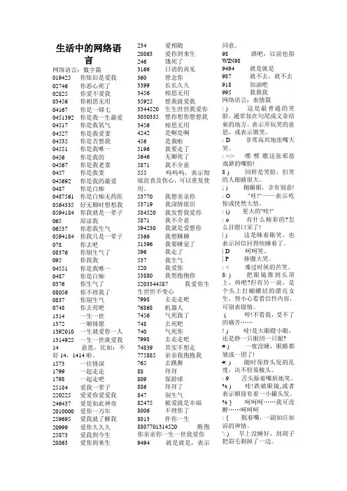 网络实用语言(数字和符号)