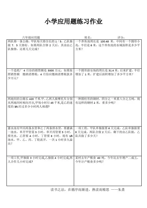 小学六年级数学自我提高训练系列IV (67)