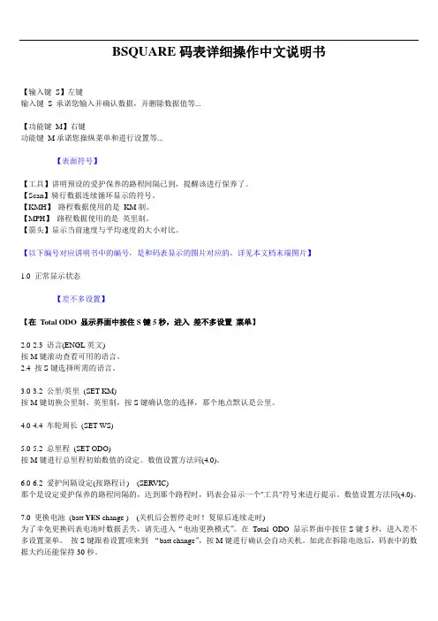 BSQUARE码表详细操作中文说明书